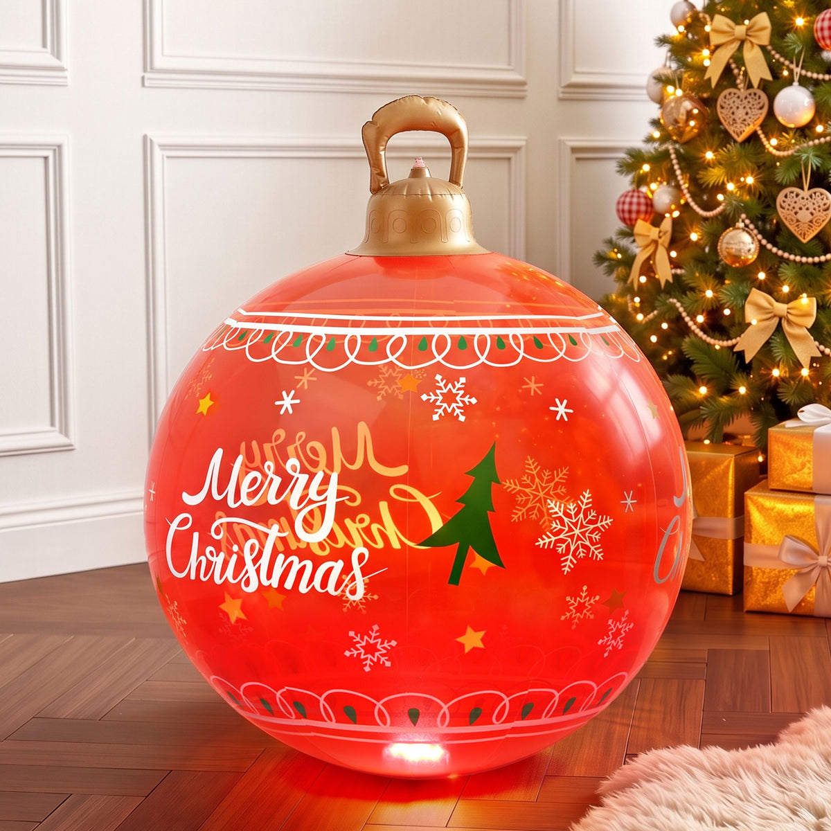 Jingle Jollys Christmas Inflatable Ball 60cm LED Illuminated Red