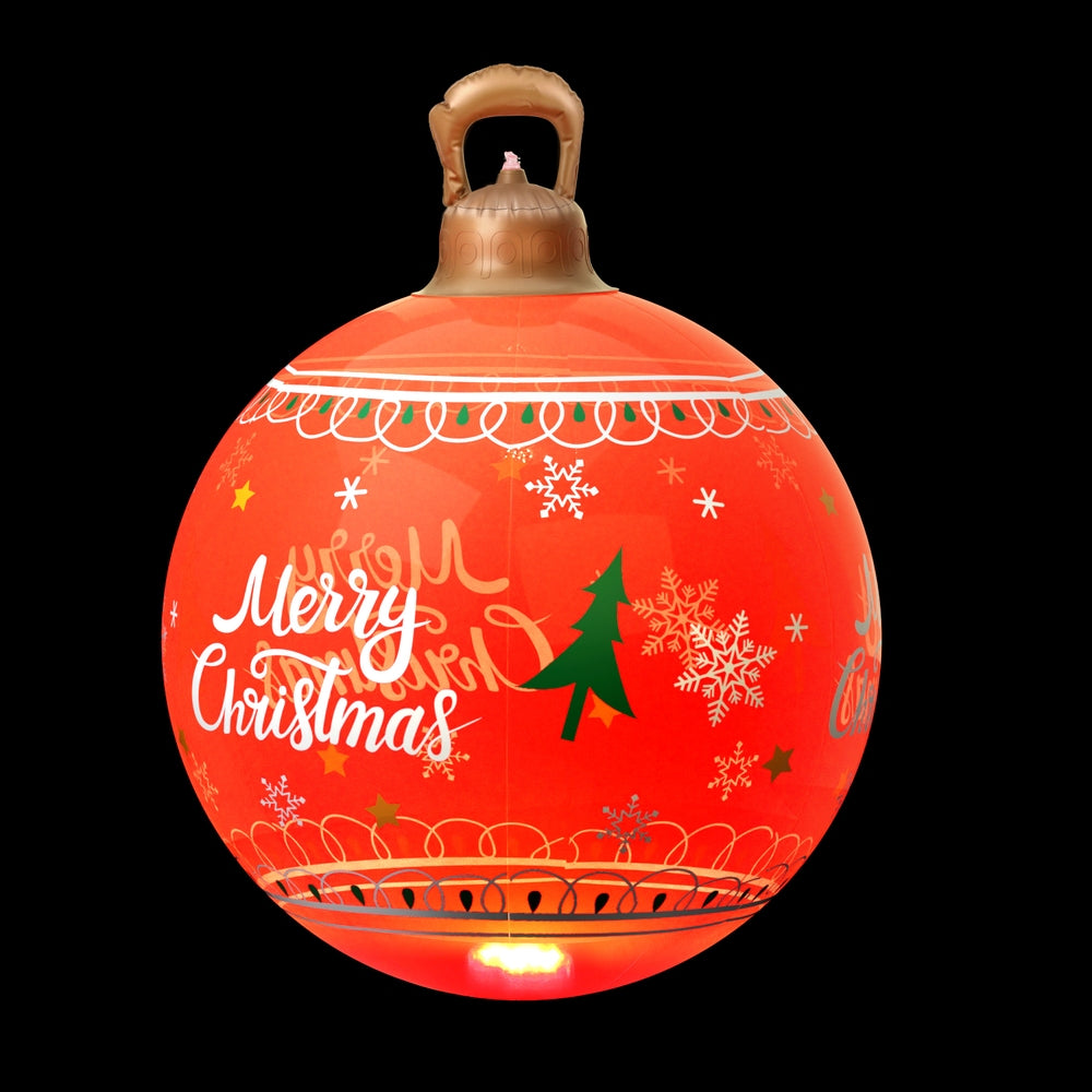 Inflatable LED Christmas Bauble, 60cm Red PVC, Jingle Jollys