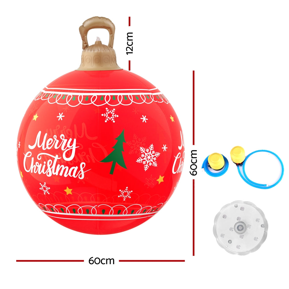 Inflatable LED Christmas Bauble, 60cm Red PVC, Jingle Jollys