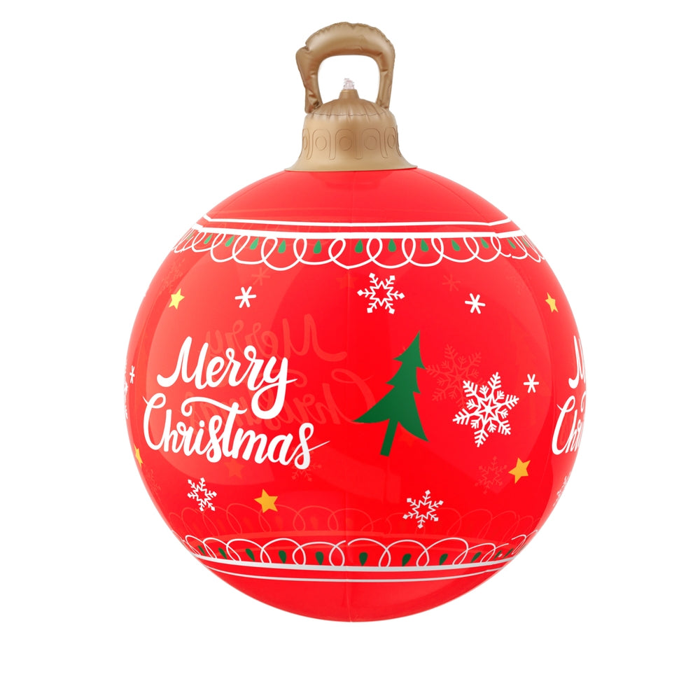 Inflatable LED Christmas Bauble, 60cm Red PVC, Jingle Jollys