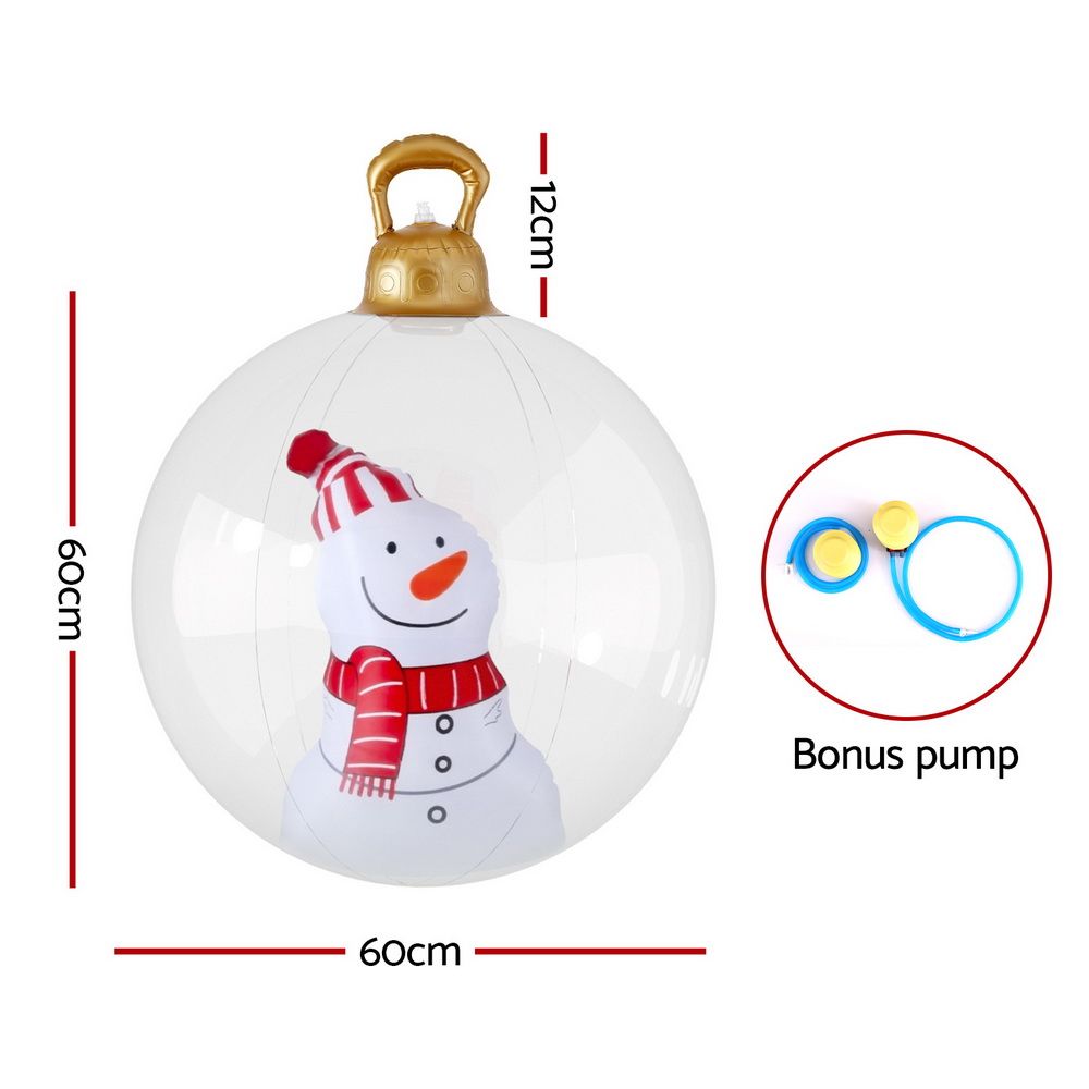 Jingle Jollys Christmas Inflatable Snowman Ball 60cm Giant Bauble