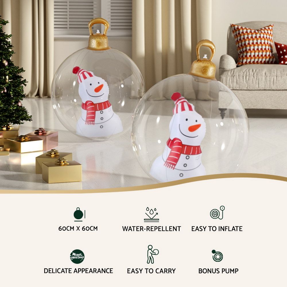 Jingle Jollys Christmas Inflatable Snowman Ball 60cm Giant Bauble