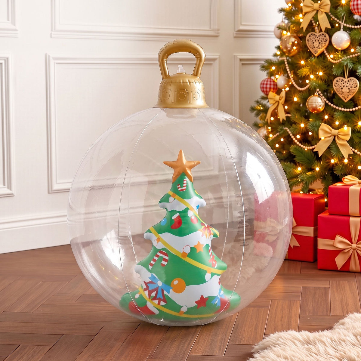 Jingle Jollys 60cm Inflatable Christmas Bauble Tree Decoration Clear
