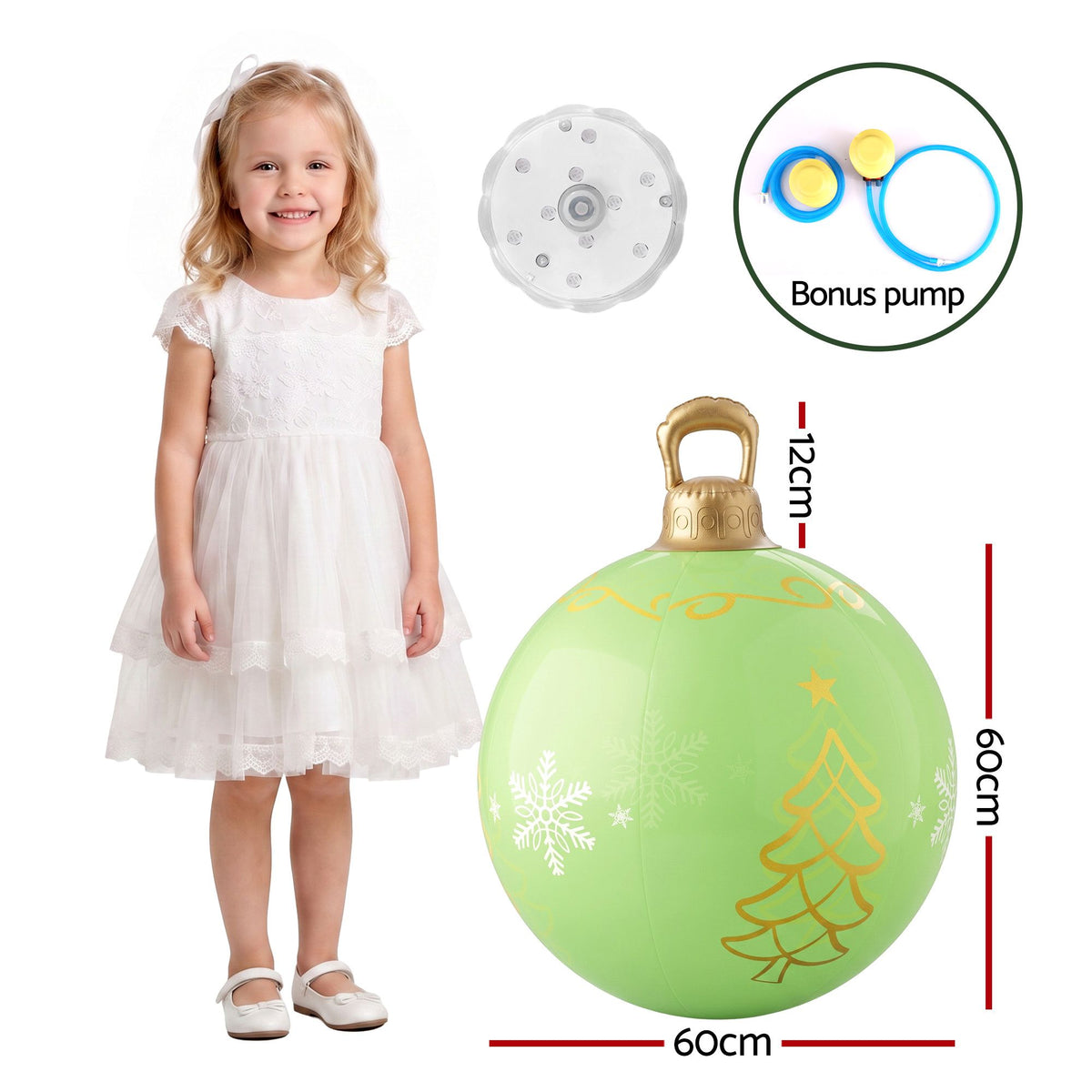 Jingle Jollys Christmas Inflatable Ball 60cm LED Light Decoration