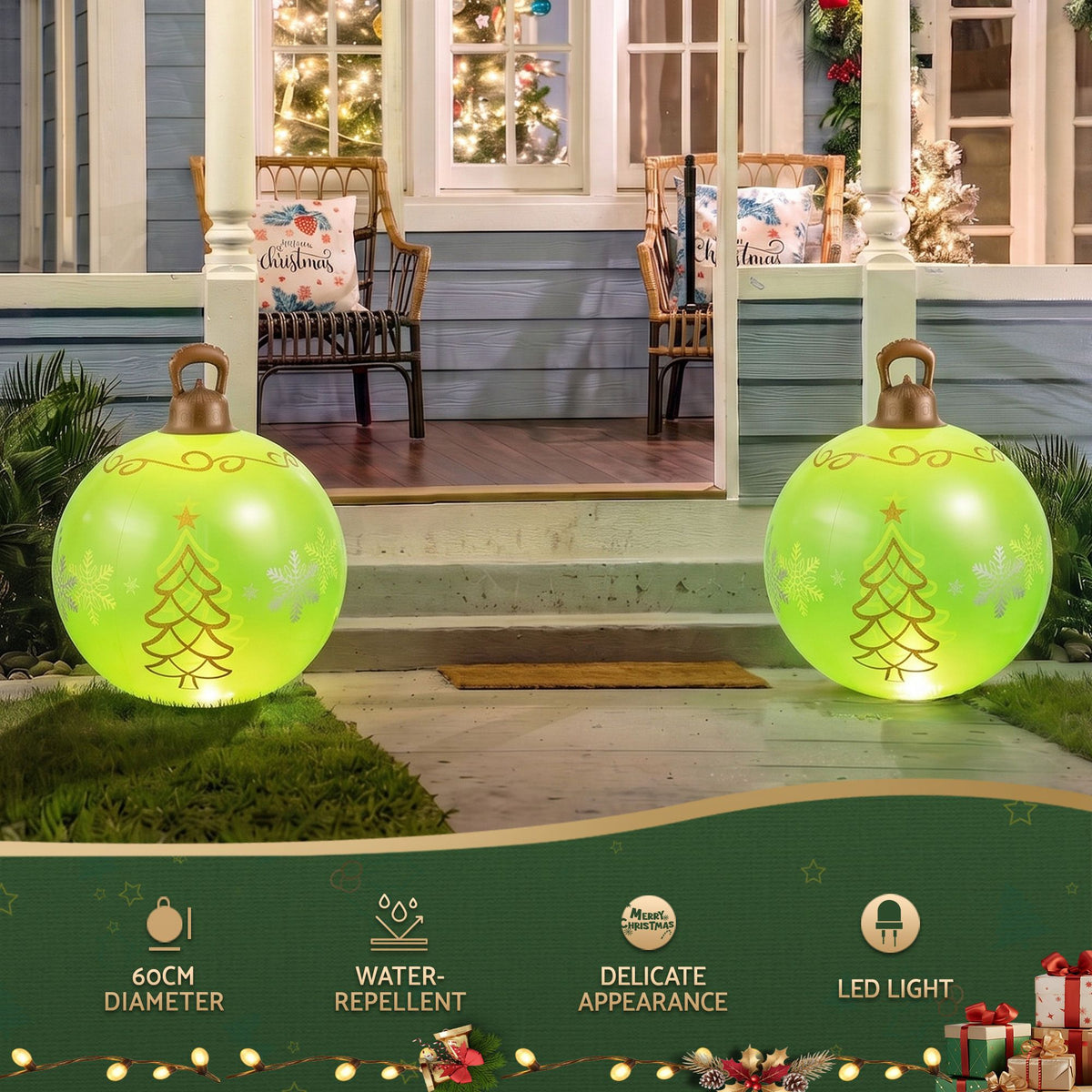 Jingle Jollys Christmas Inflatable Ball 60cm LED Light Decoration