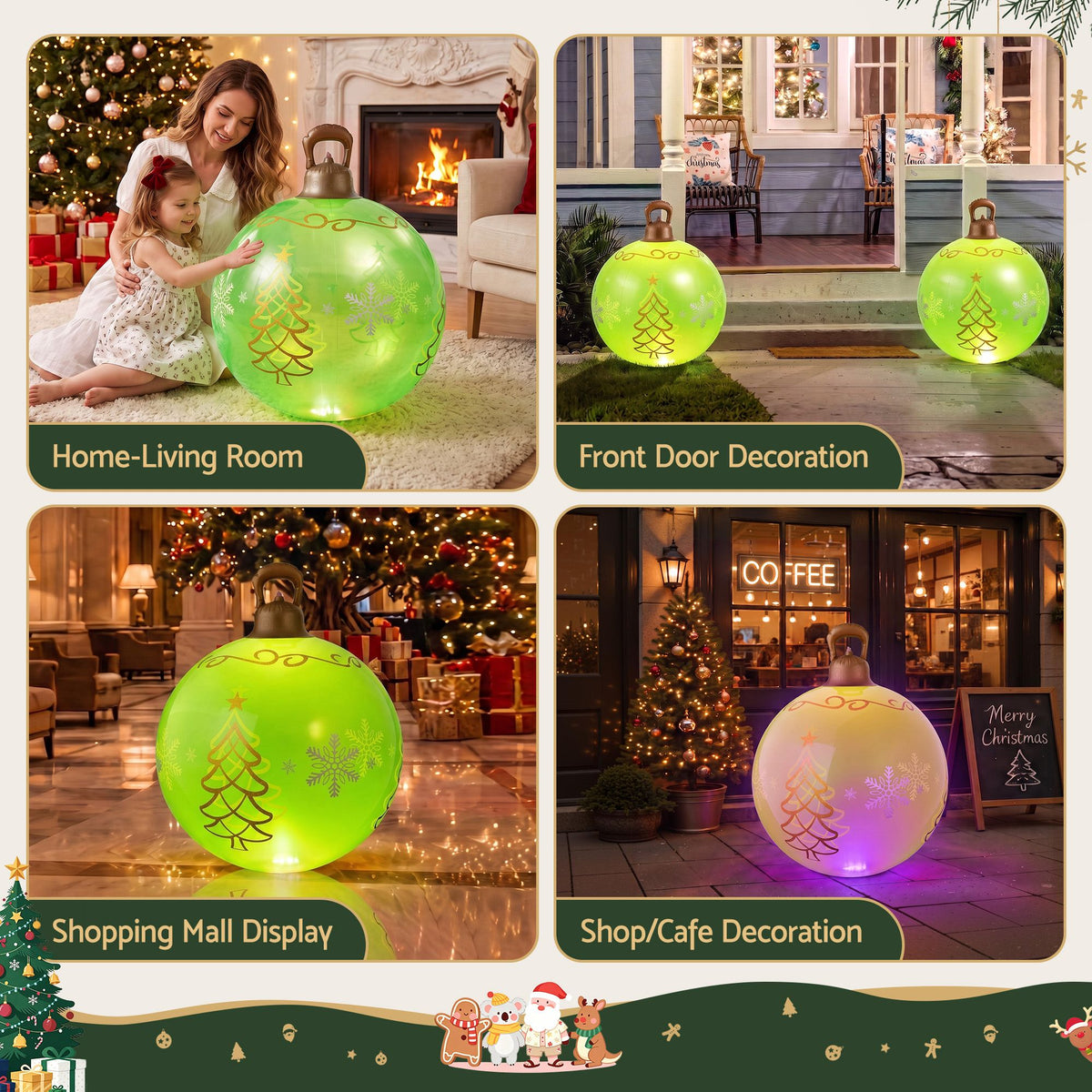 Jingle Jollys Christmas Inflatable Ball 60cm LED Light Decoration