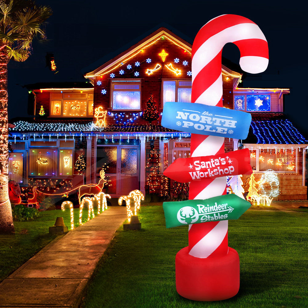 Jingle Jollys 2.4M Christmas Inflatable Candy Pole Illuminated Decoration