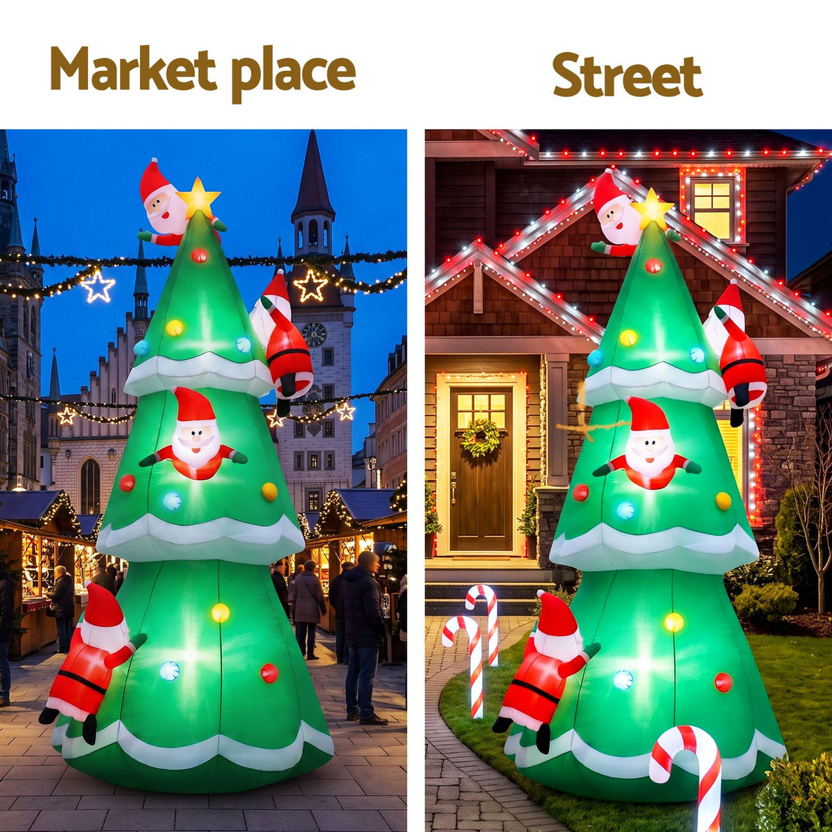 Jingle Jollys 5M Illuminated Christmas Inflatable Santa Tree