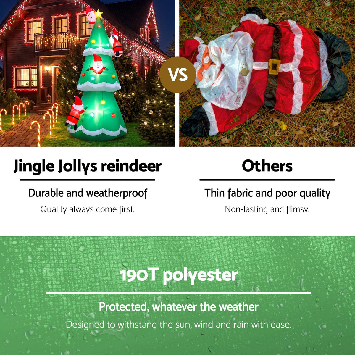 Jingle Jollys 5M Illuminated Christmas Inflatable Santa Tree