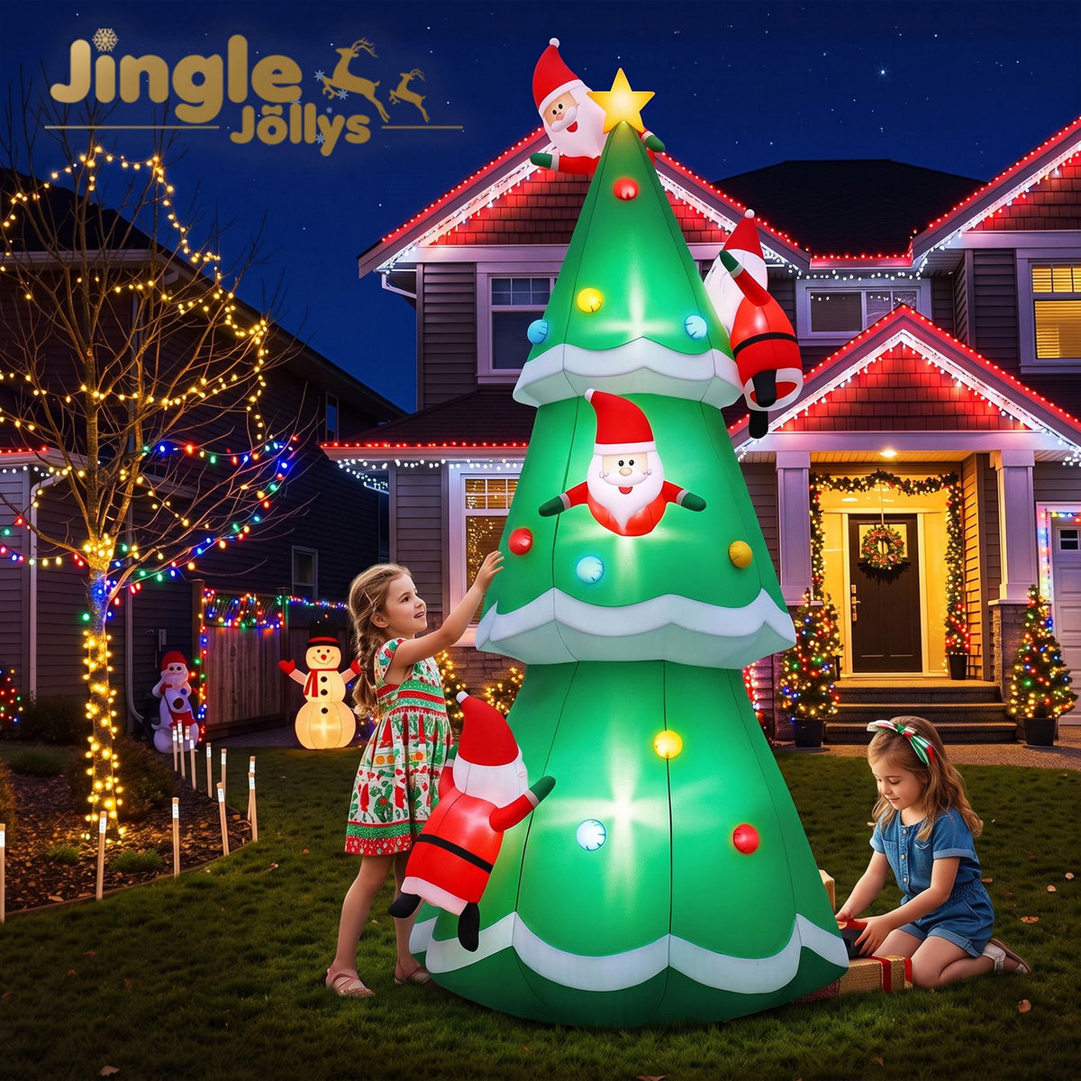 Jingle Jollys 5M Illuminated Christmas Inflatable Santa Tree