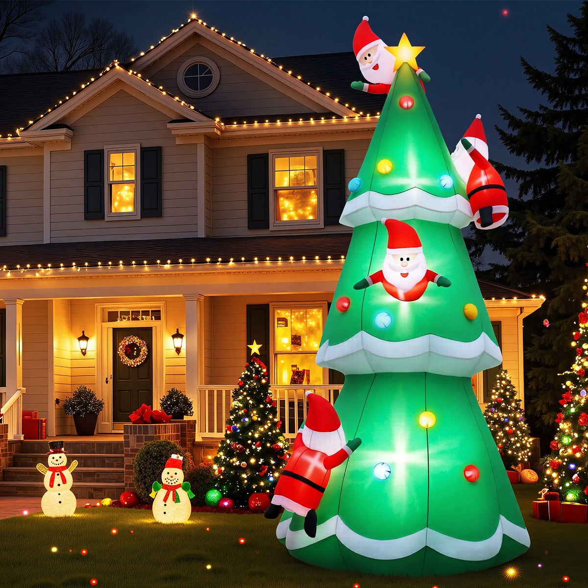 Jingle Jollys 5M Illuminated Christmas Inflatable Santa Tree