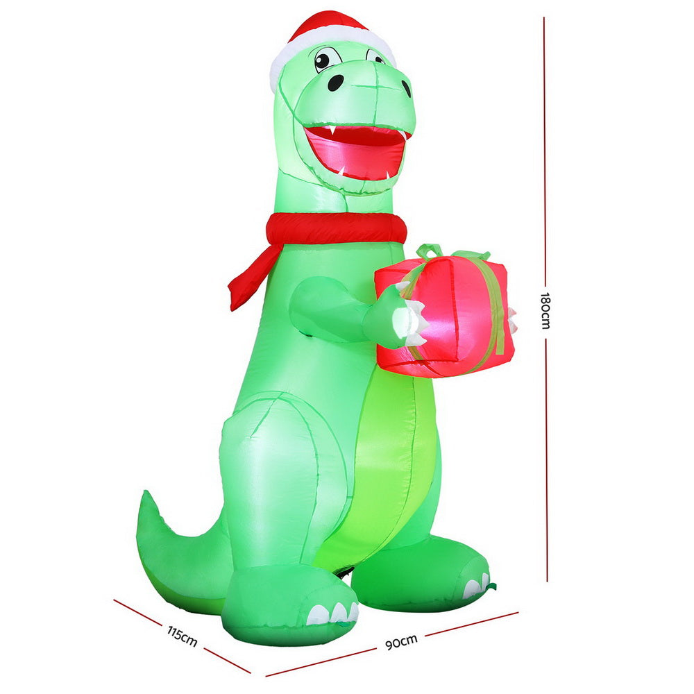 Jingle Jollys 1.8m LED Christmas Inflatable Dinosaur Decorations