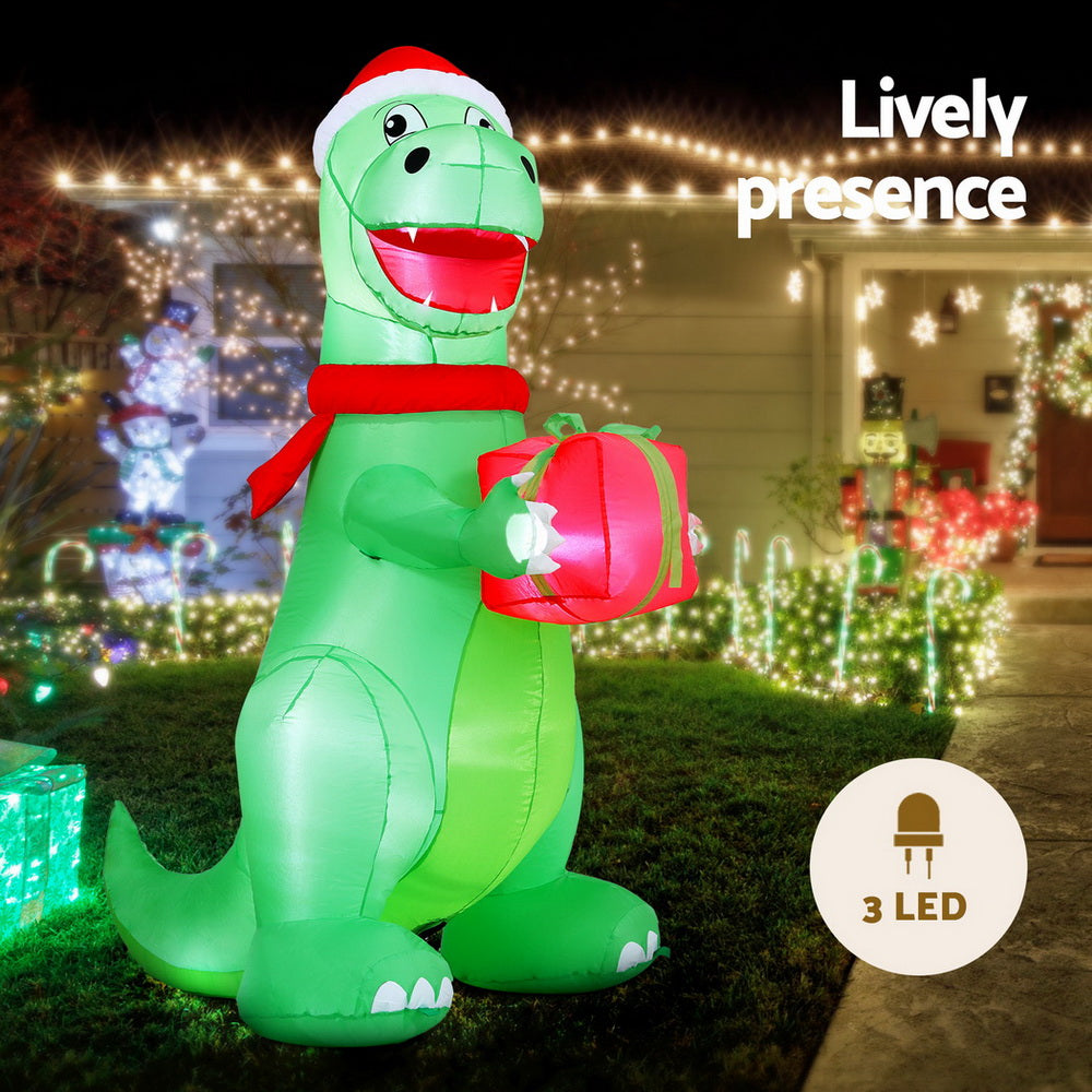 Jingle Jollys 1.8m LED Christmas Inflatable Dinosaur Decorations