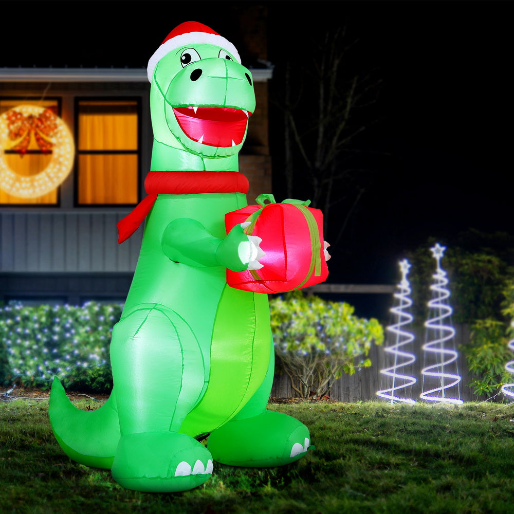 Jingle Jollys 1.8m LED Christmas Inflatable Dinosaur Decorations