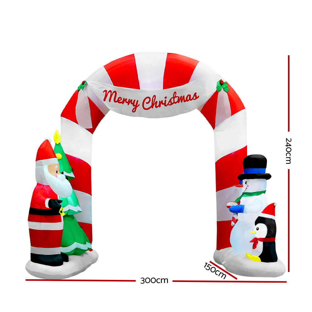 Jingle Jollys 3M Inflatable Santa Archway Illuminated Christmas Decoration