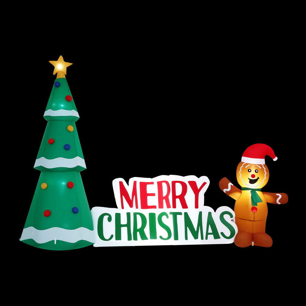 Jingle Jollys 2.4m Christmas Inflatable Gingerbread Man Tree LED Lights