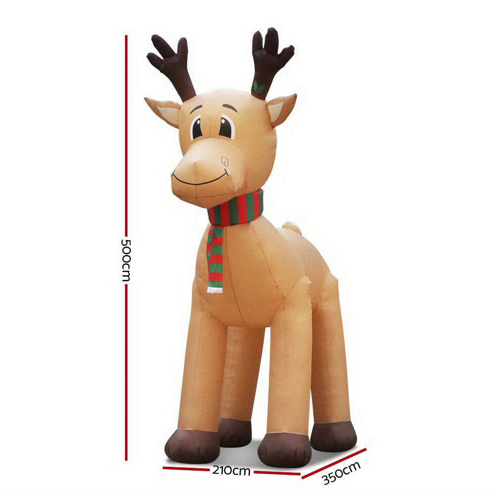 Jingle Jollys 5M Inflatable Reindeer Illuminated Christmas Decoration