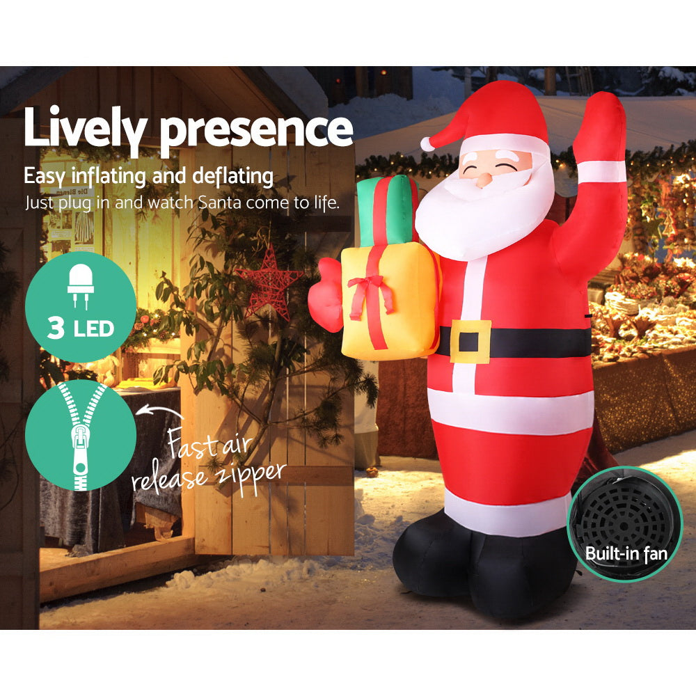 Jingle Jollys 2.4M Inflatable Santa Illuminated Christmas Decoration