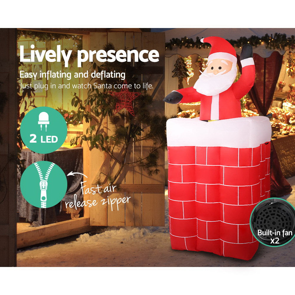 Jingle Jollys 1.8M Inflatable Santa Illuminated Christmas Decoration