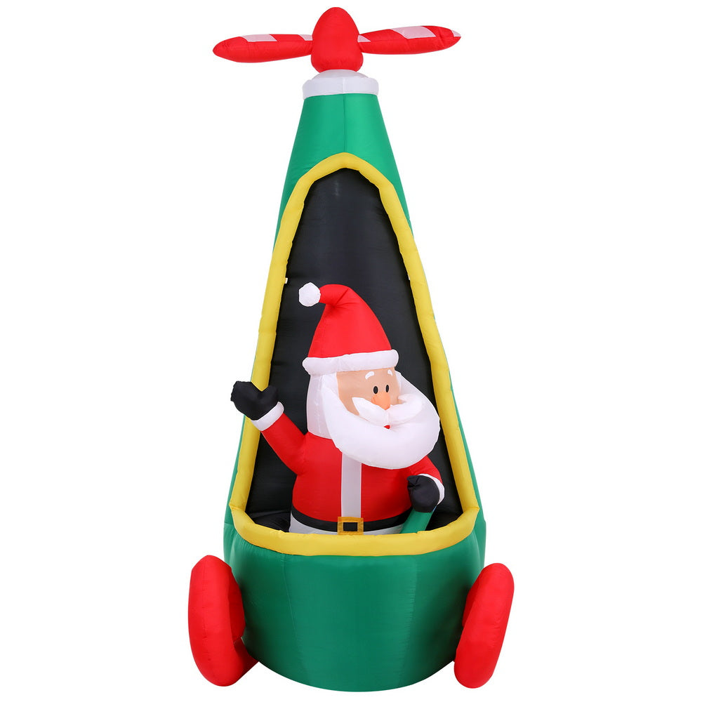 Jingle Jollys 2.55m Christmas Inflatable Santa Helicopter LED Decorations