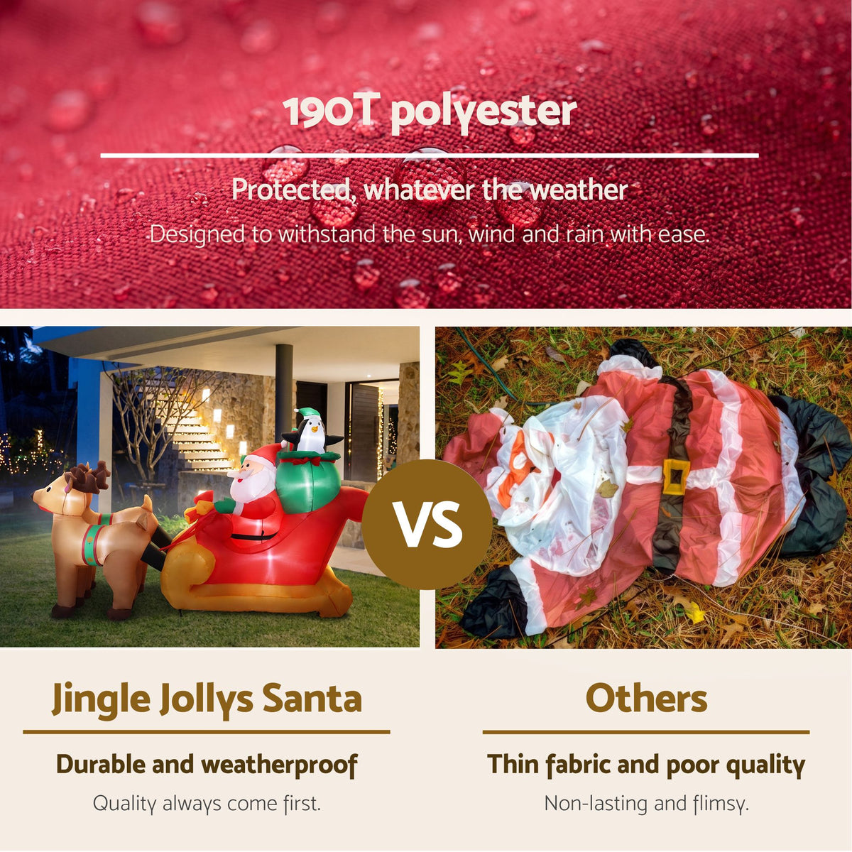 Jingle Jollys Christmas Inflatable Santa Sleigh 2.2M Illuminated