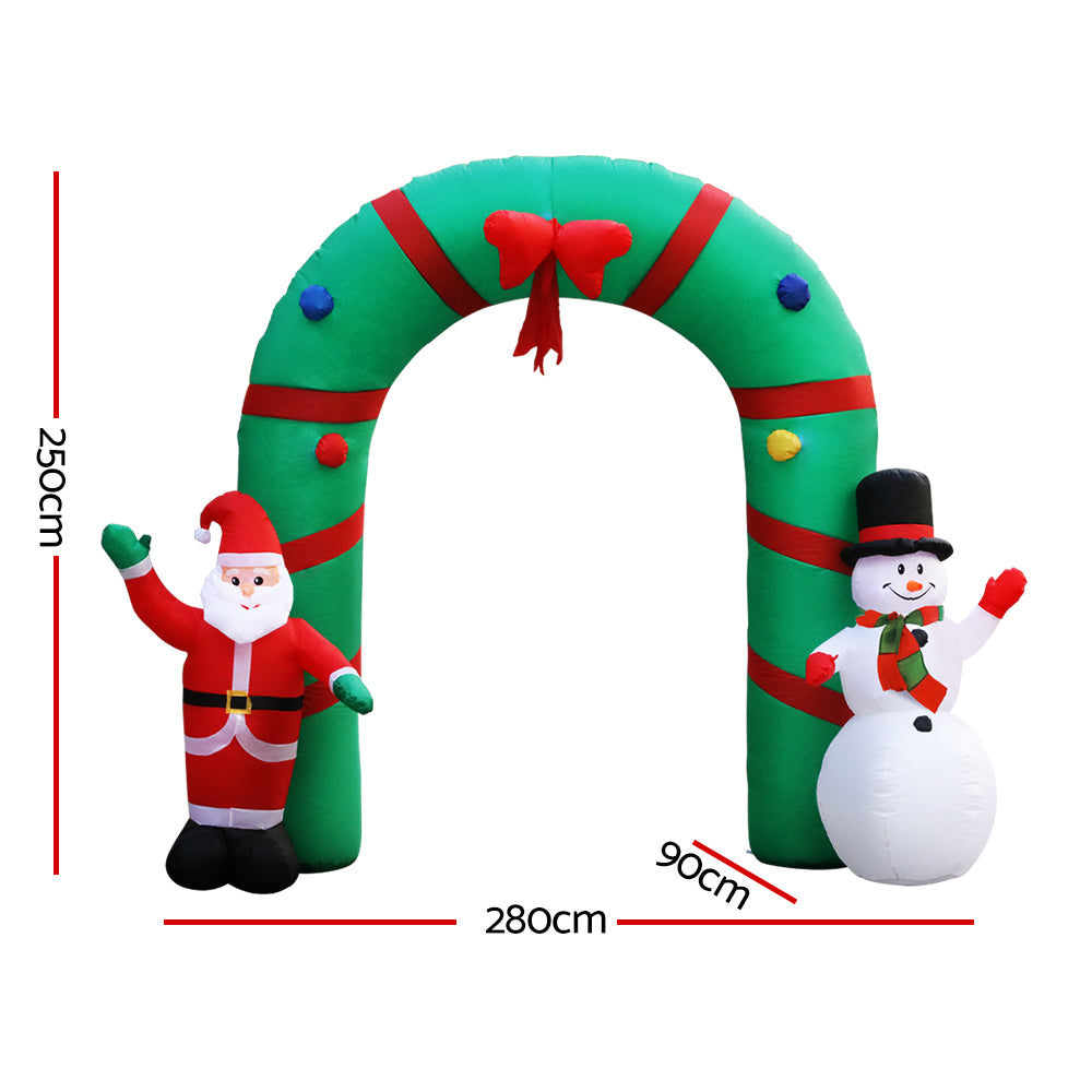 Jingle Jollys 2.8M Inflatable Christmas Archway Illuminated Decorations
