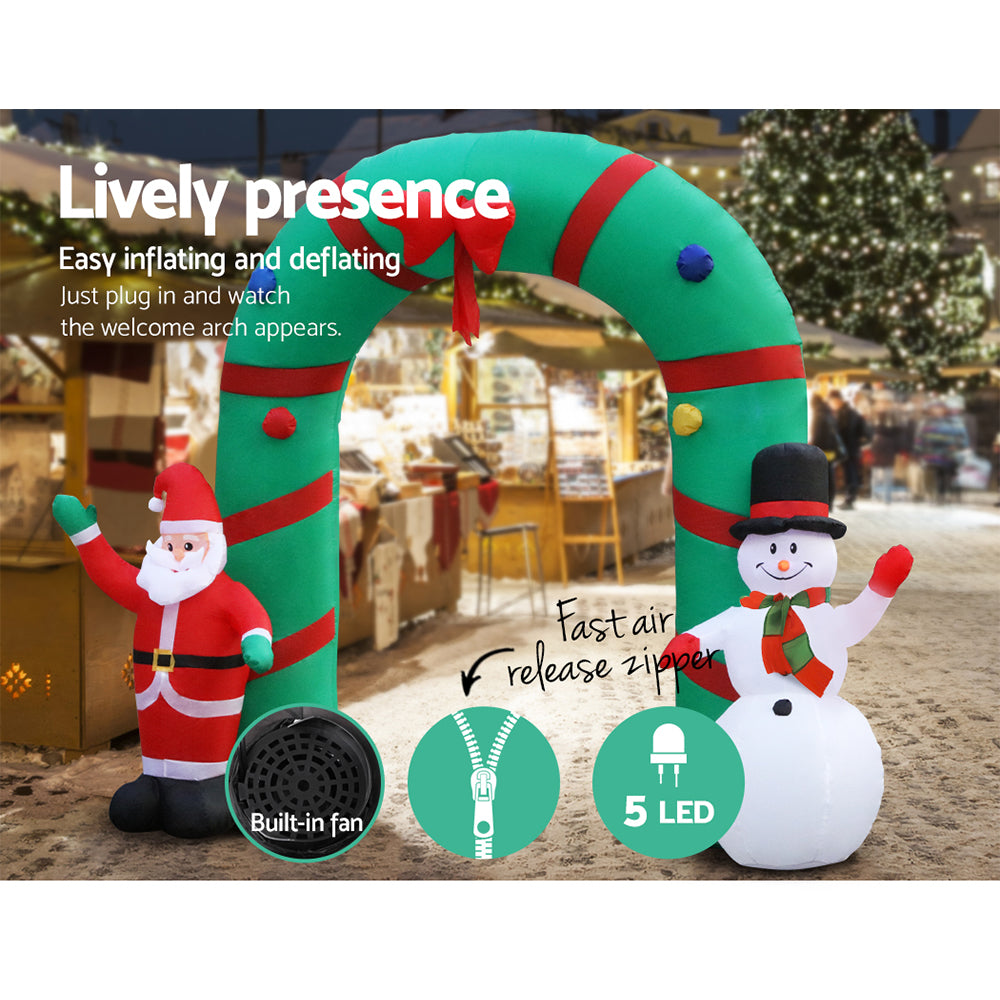 Jingle Jollys 2.8M Inflatable Christmas Archway Illuminated Decorations