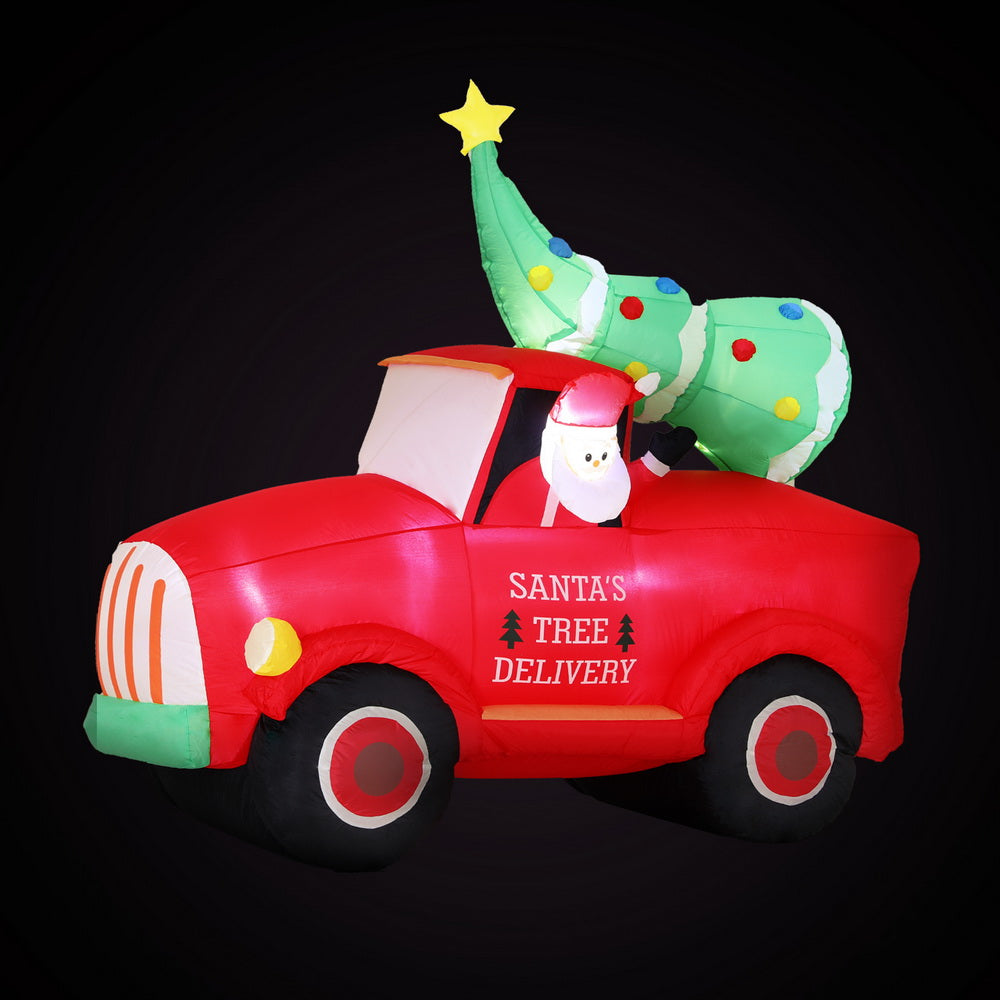 Jingle Jollys 1.6m Christmas Inflatable Santa Truck LED Decorations