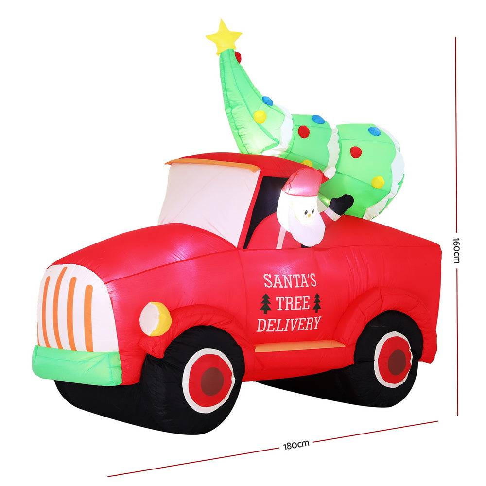 Jingle Jollys 1.6m Christmas Inflatable Santa Truck LED Decorations