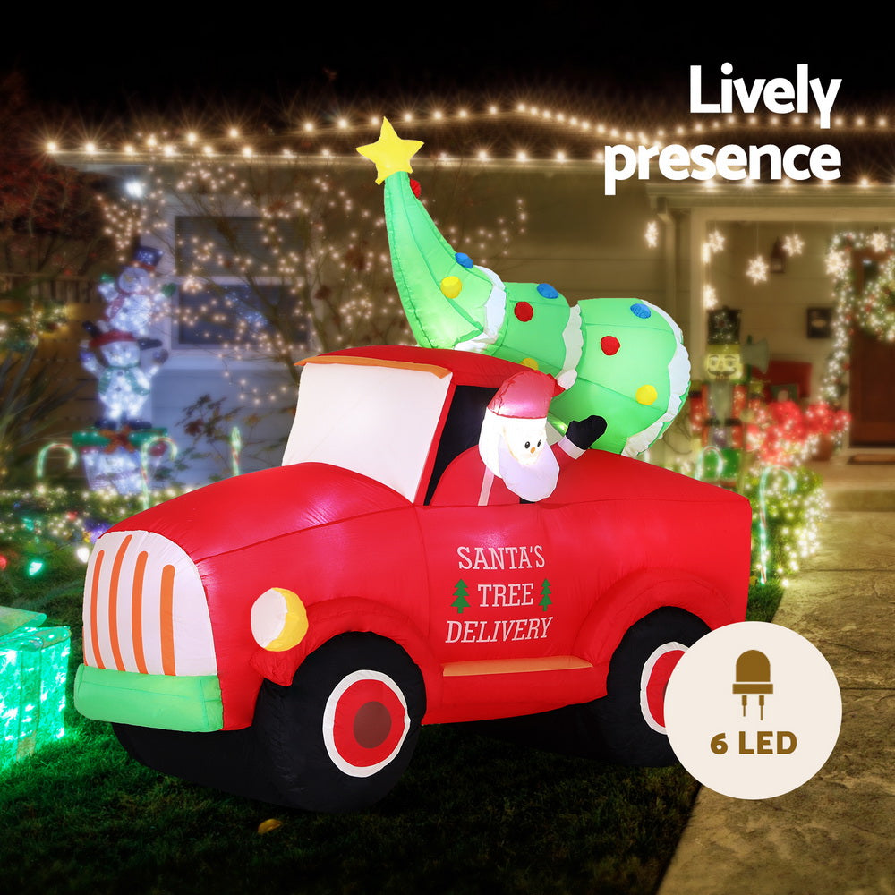 Jingle Jollys 1.6m Christmas Inflatable Santa Truck LED Decorations