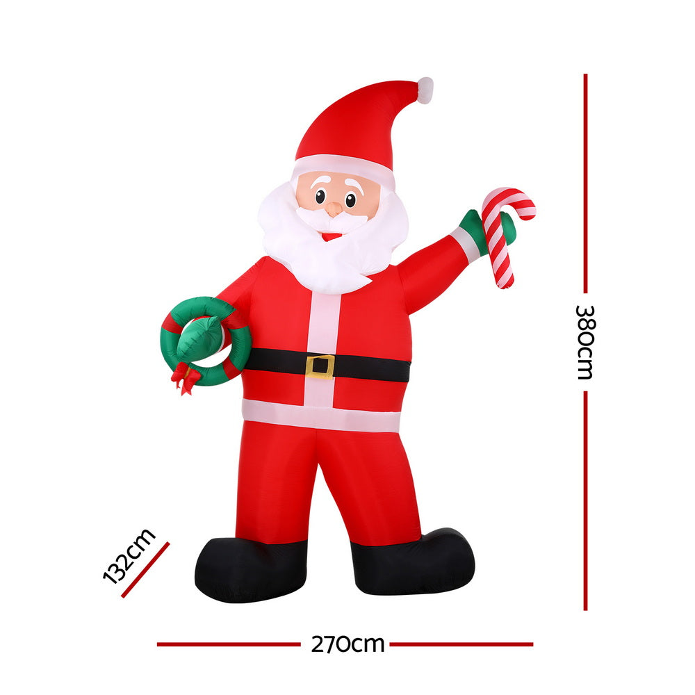 Jingle Jollys 3.8m Giant Santa Christmas Inflatable LED Outdoor Decoration