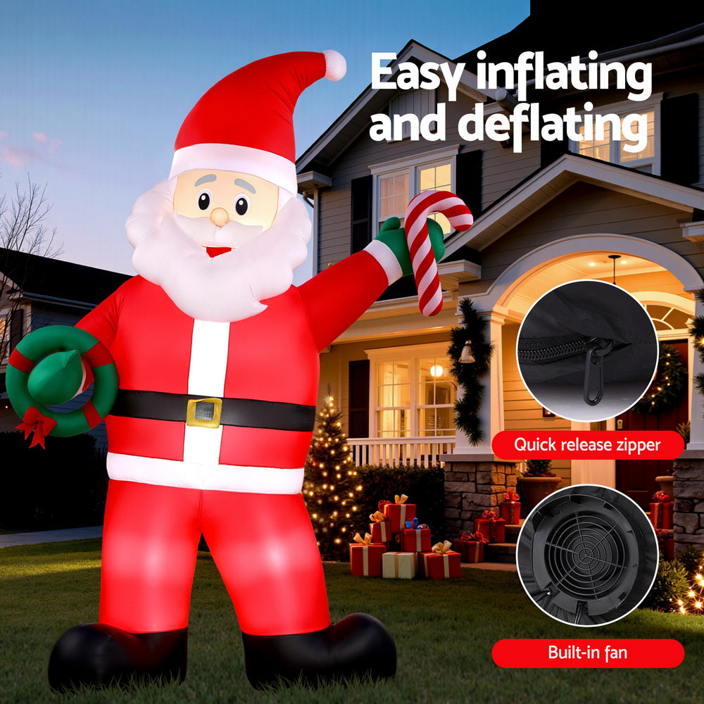 Jingle Jollys 3.8m Giant Santa Christmas Inflatable LED Outdoor Decoration