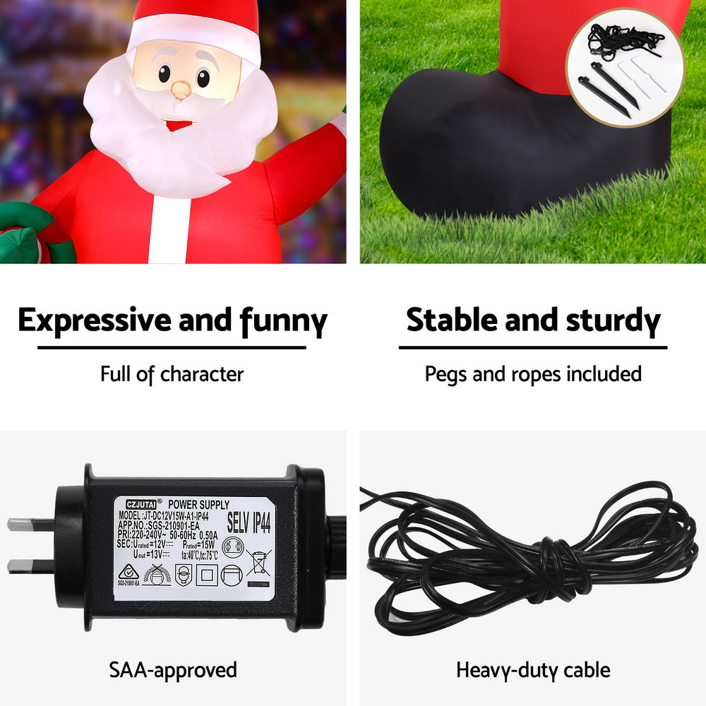 Jingle Jollys 3.8m Giant Santa Christmas Inflatable LED Outdoor Decoration