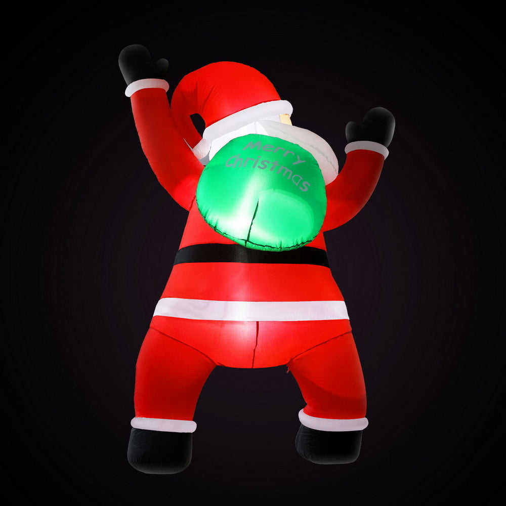 Jingle Jollys 1.9m Christmas Inflatable Santa Climbing LED Decorations