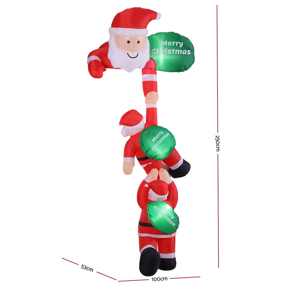 Jingle Jollys 2.5M Inflatable Climbing Santa LED Christmas Decoration