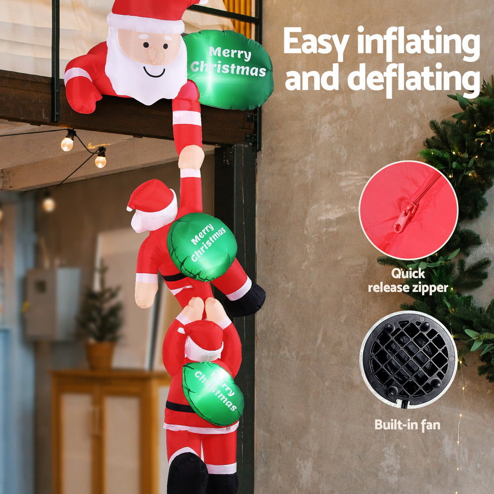 Jingle Jollys 2.5M Inflatable Climbing Santa LED Christmas Decoration