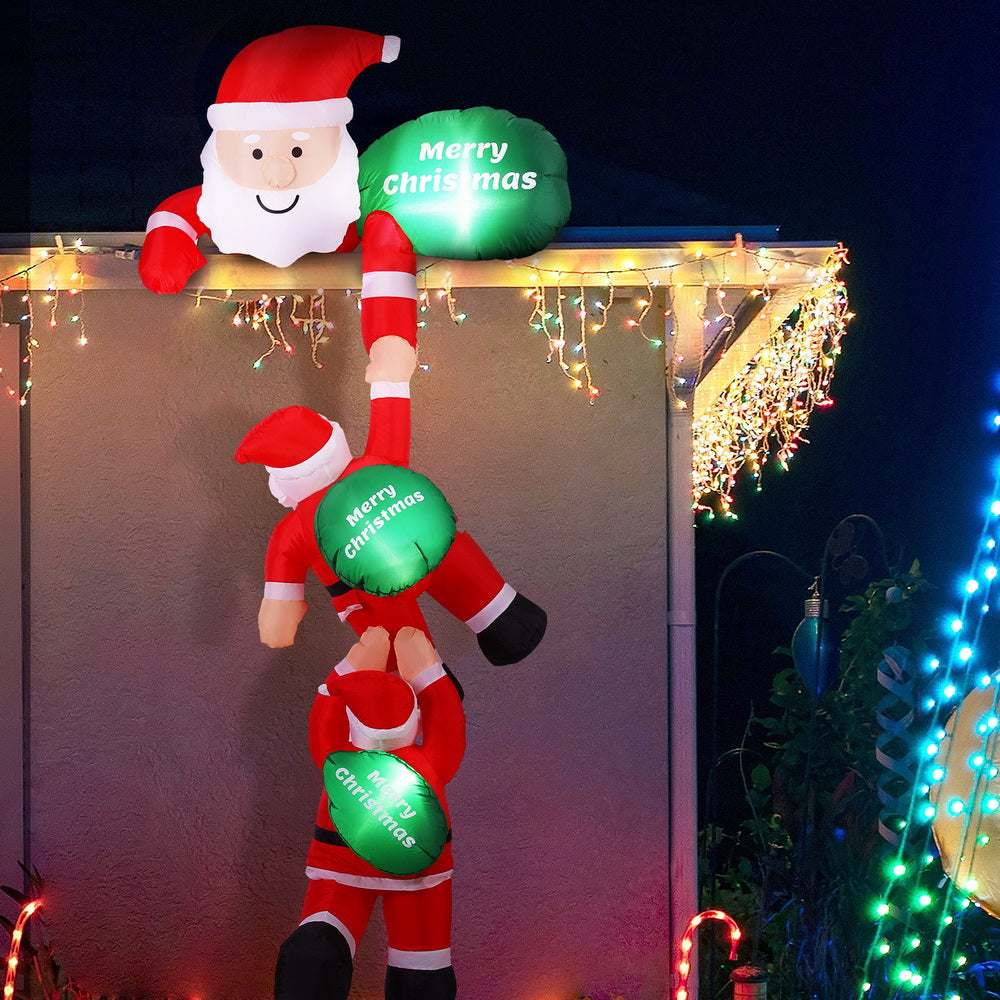 Jingle Jollys 2.5M Inflatable Climbing Santa LED Christmas Decoration
