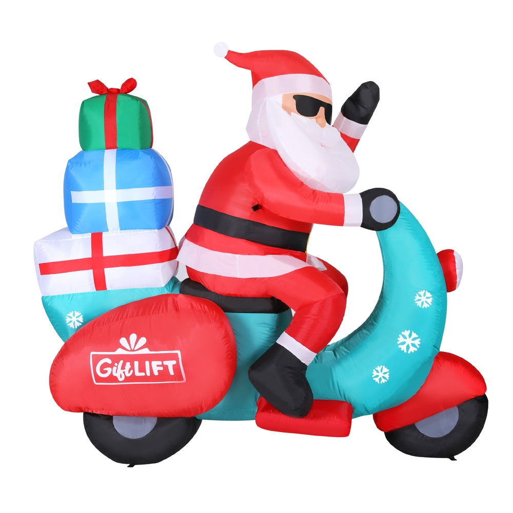 LED Inflatable Santa on Motorbike, UV & Water-Resistant