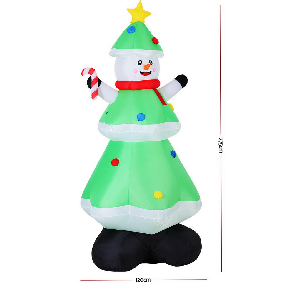 Jingle Jollys 2.75M Christmas Inflatable Snowman Tree LED Decorations