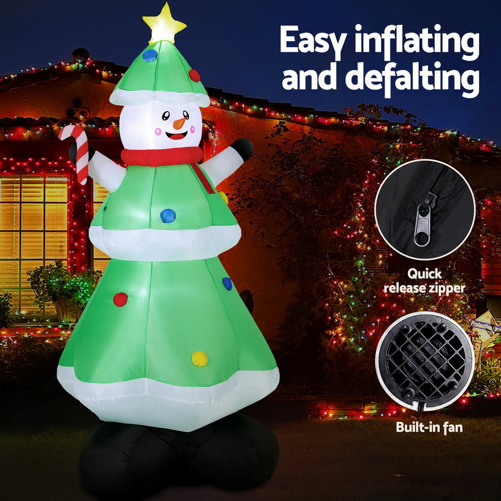 Jingle Jollys 2.75M Christmas Inflatable Snowman Tree LED Decorations