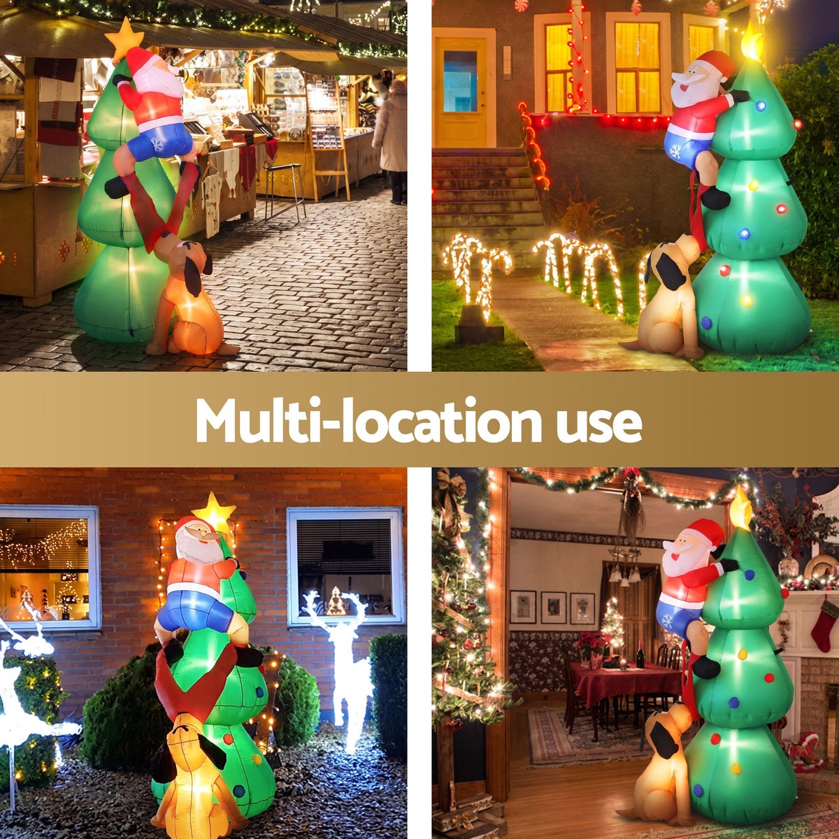 Jingle Jollys Christmas Inflatable Santa Tree 1.8M Illuminated