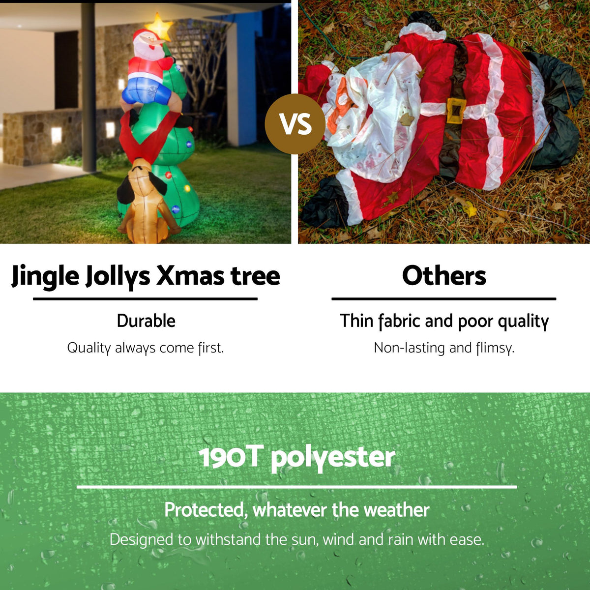 Jingle Jollys Christmas Inflatable Santa Tree 1.8M Illuminated
