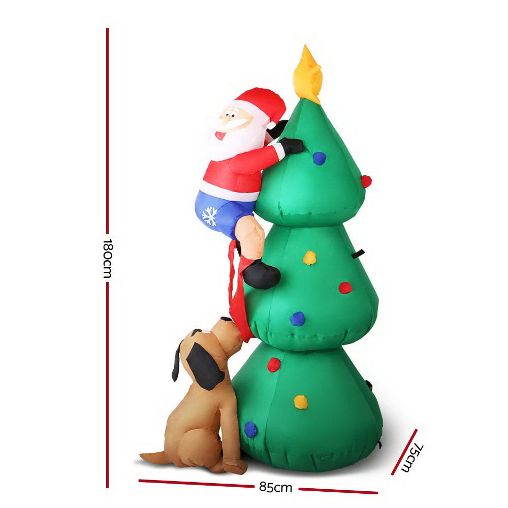 Jingle Jollys 1.8M Inflatable Santa Tree Illuminated Christmas Decoration