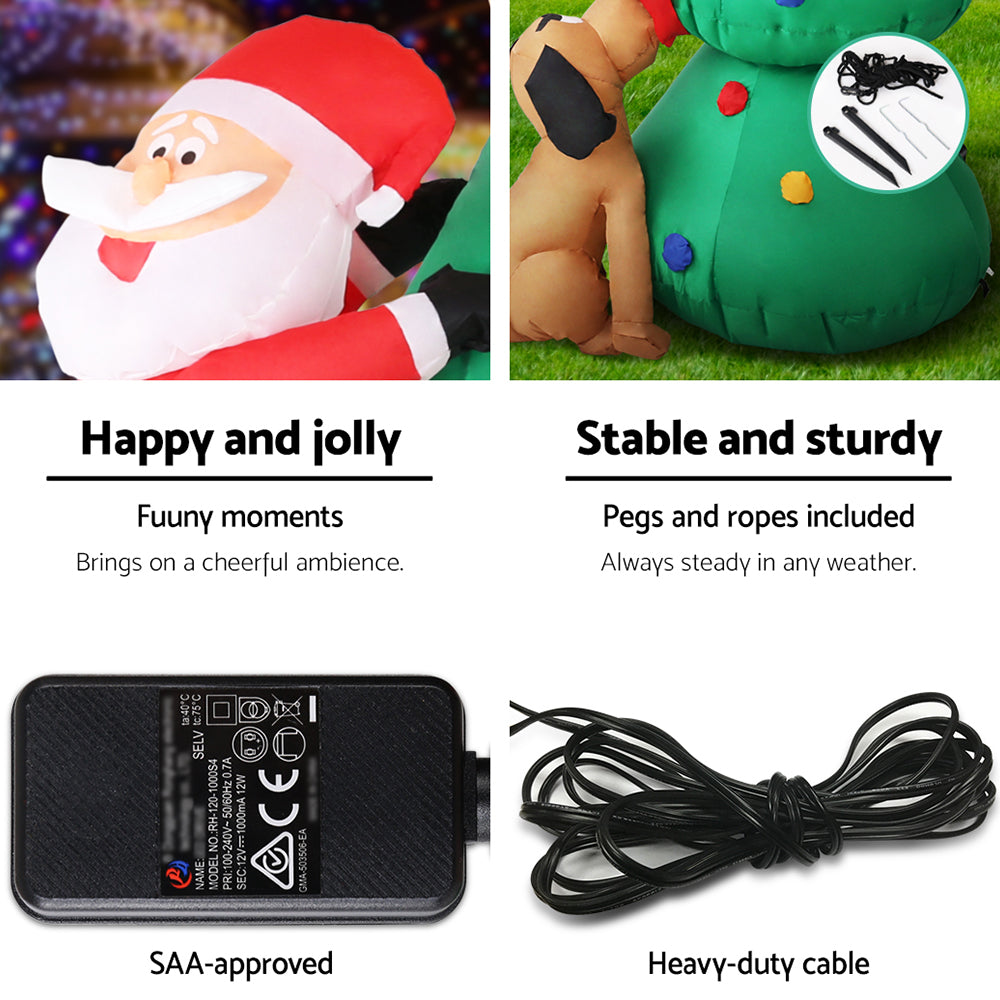 Jingle Jollys 1.8M Inflatable Santa Tree Illuminated Christmas Decoration