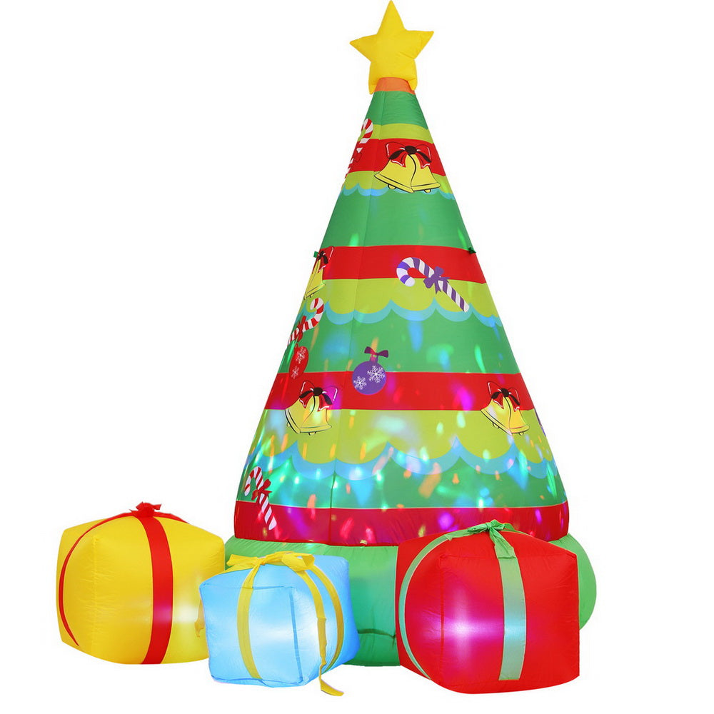 Jingle Jollys 2.2m Christmas Inflatable Gift Tree Flashing Light Decorations