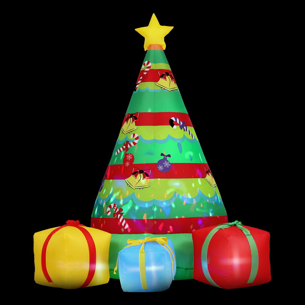 Jingle Jollys 2.2m Christmas Inflatable Gift Tree Flashing Light Decorations