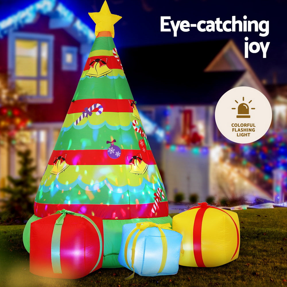 Jingle Jollys 2.2m Christmas Inflatable Gift Tree Flashing Light Decorations