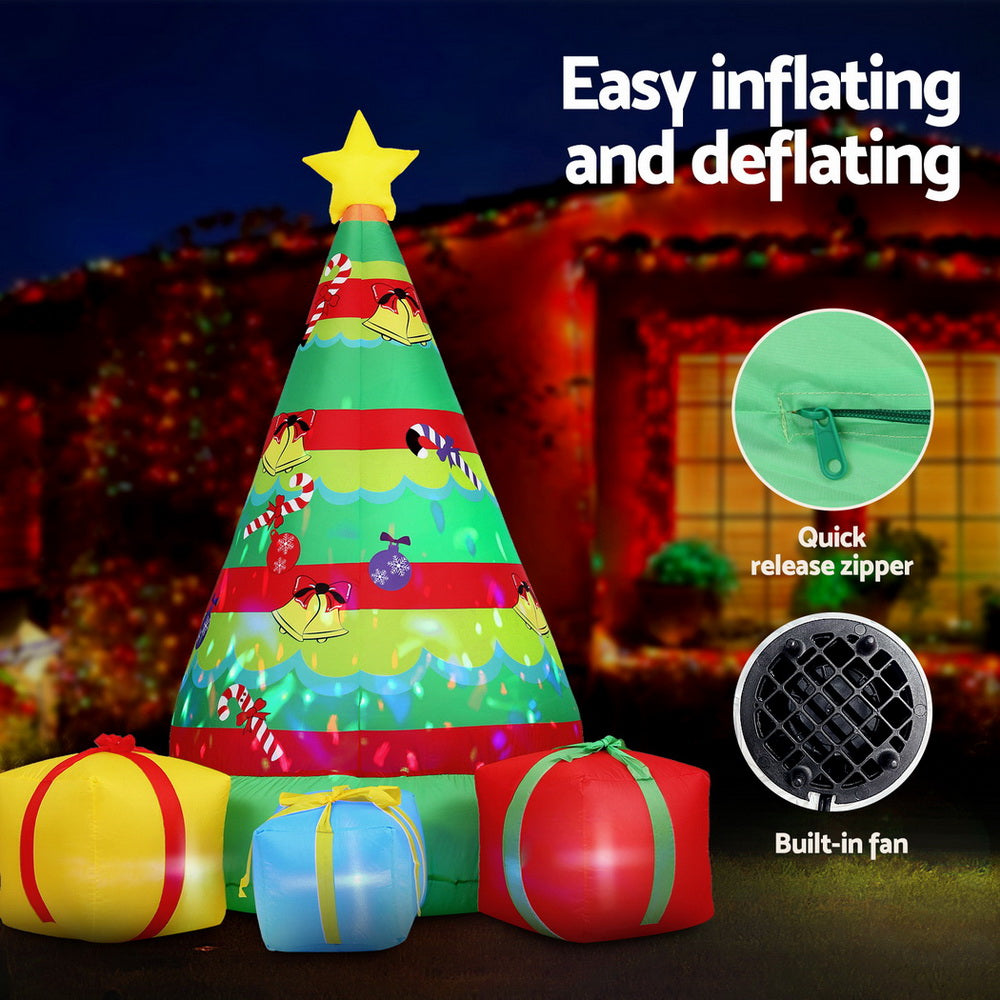 Jingle Jollys 2.2m Christmas Inflatable Gift Tree Flashing Light Decorations