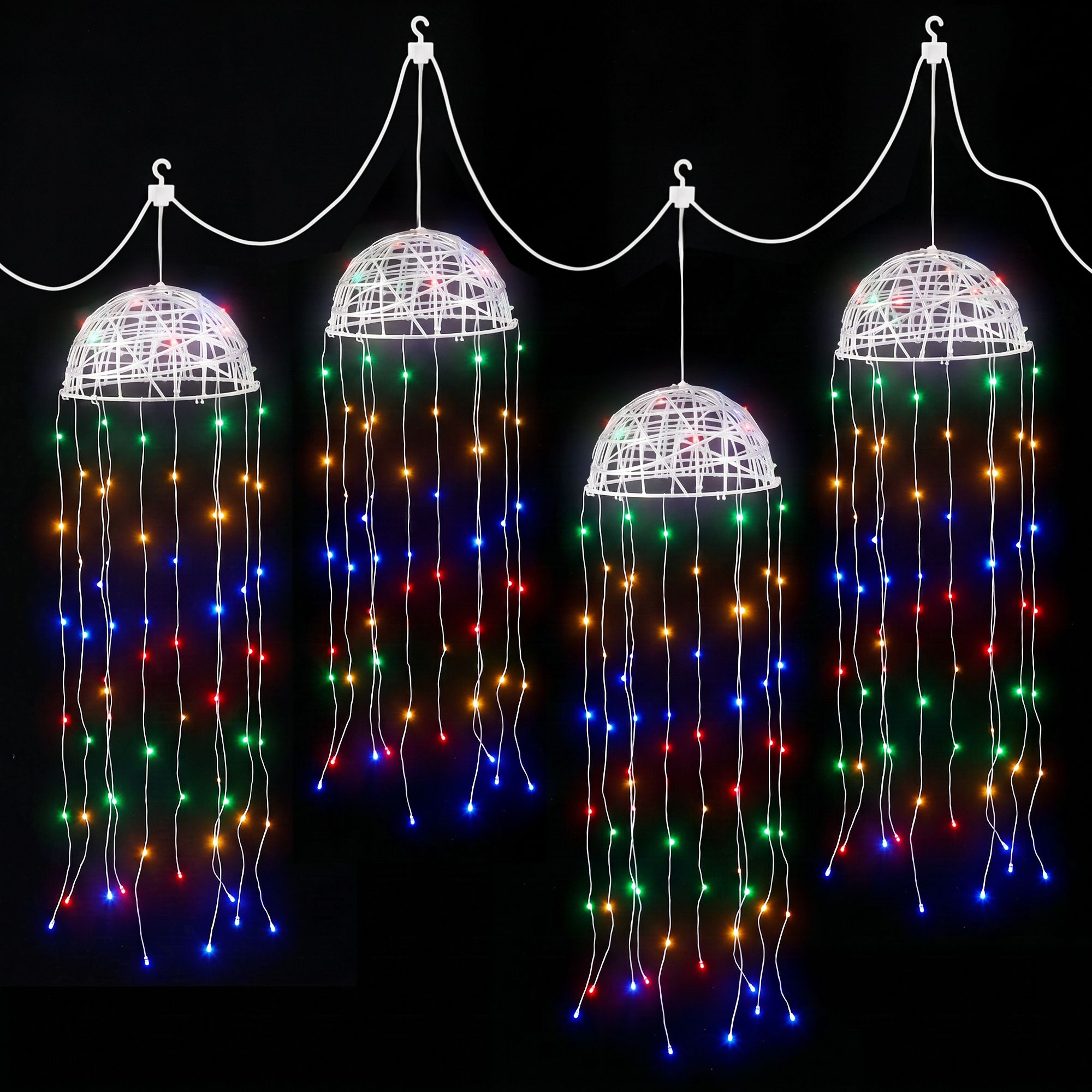 Jingle Jollys Christmas Lights Solar Jellyfish 4Pcs Garden Decorative Multi-Color