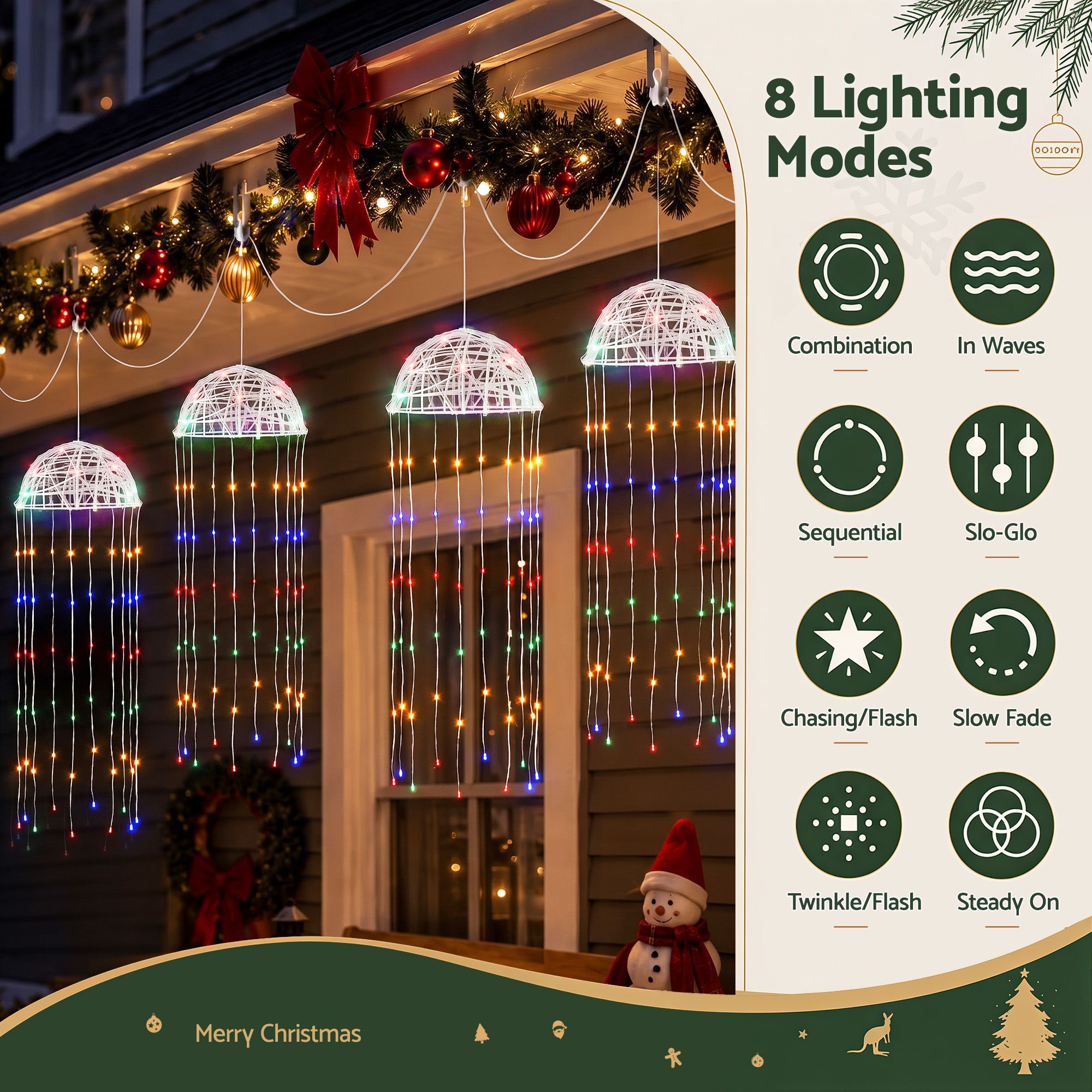 Jingle Jollys Christmas Lights Solar Jellyfish 4Pcs Garden Decorative Multi-Color